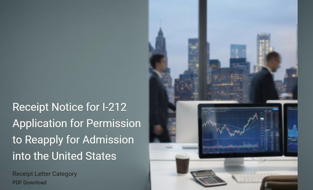 Receipt Notice for I-212 Application for Permission to Reapply for Admission into the United States