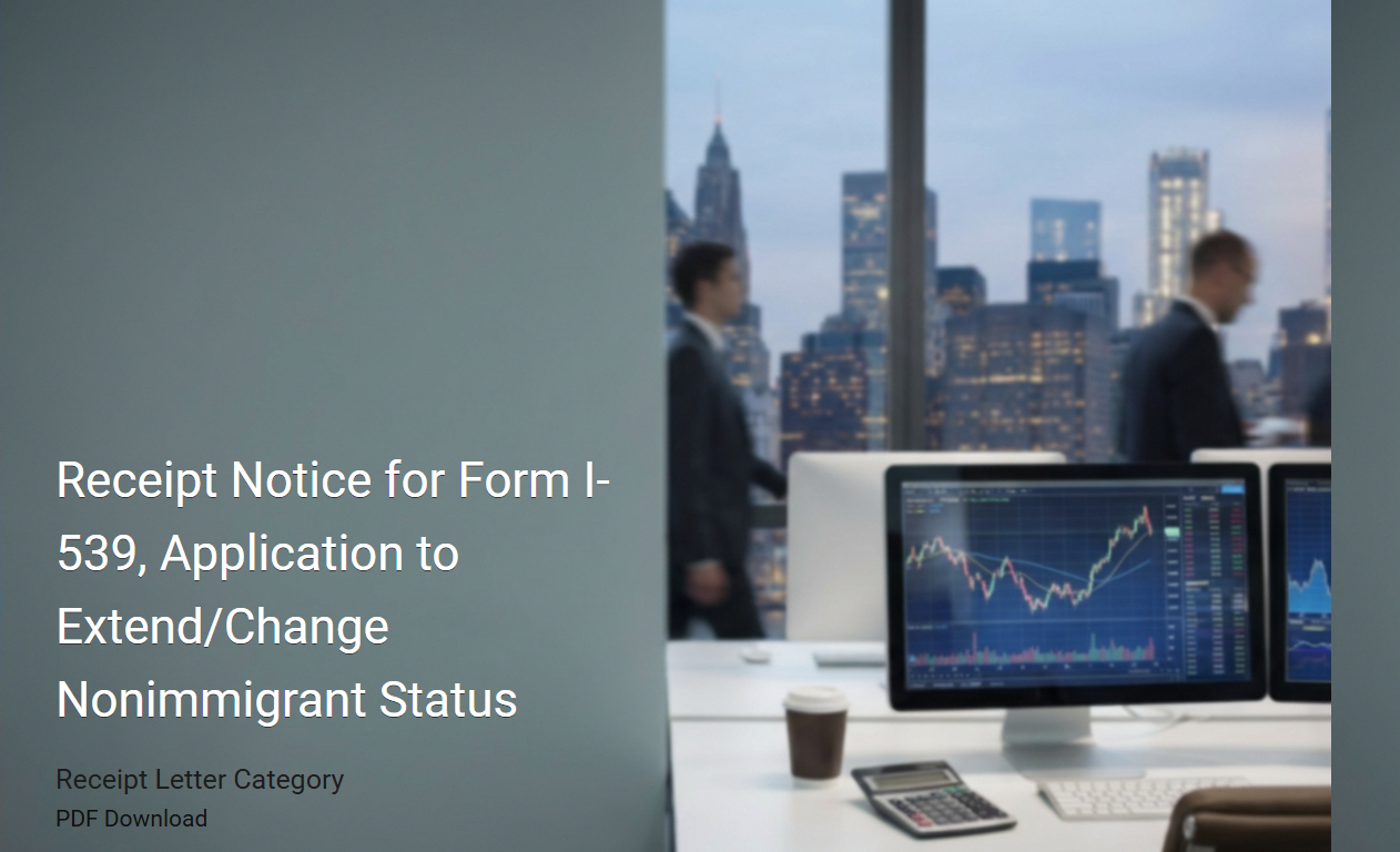 Receipt Notice for Form I-539, Application to Extend/Change Nonimmigrant Status